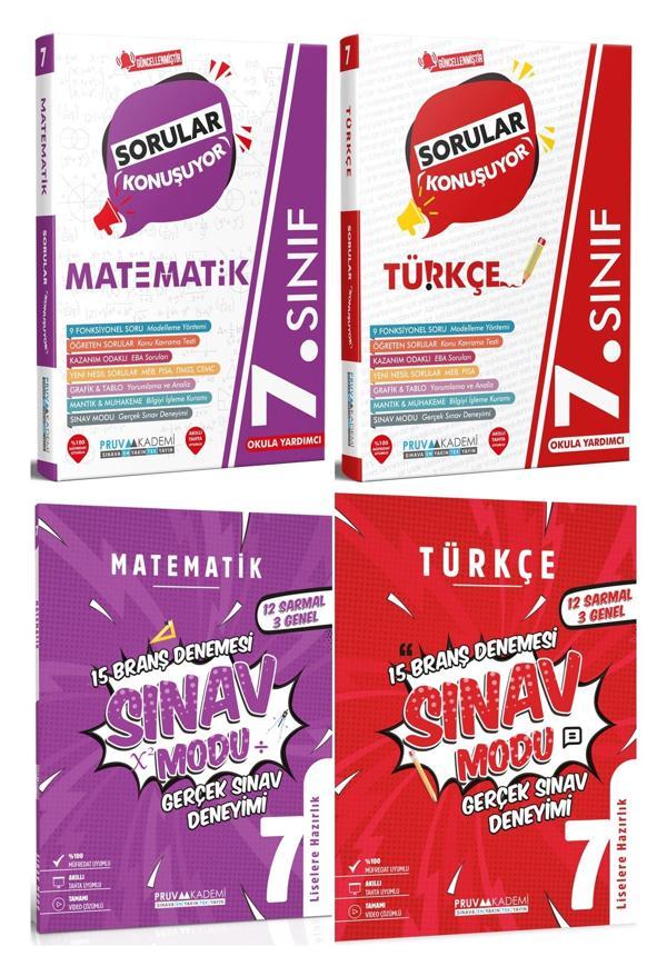 Pruva Akademi 7. Sınıf Matematik + Türkçe Sorular Konuşuyor + Deneme Seti 4 Kitap 2023 - Pruva Akademi - Image 1