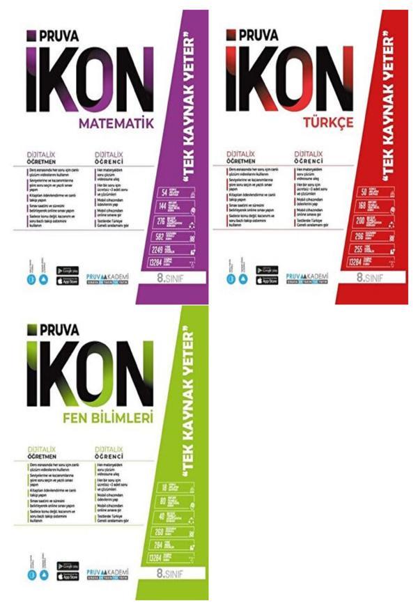 Pruva Akademi 8. Sınıf Matematik + Türkçe + Fen Defter Seti 3 Kitap 2023 - Pruva Akademi - Image 1