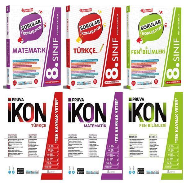 Pruva Akademi 8. Sınıf Matematik + Türkçe + Fen Soru + Defter Seti 6 Kitap 2023 - Pruva Akademi - Image 1