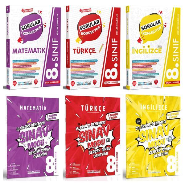 Pruva Akademi 8. Sınıf Matematik + Türkçe + İngilizce Soru + Deneme Seti 6 Kitap 2023 - Pruva Akademi - Image 1