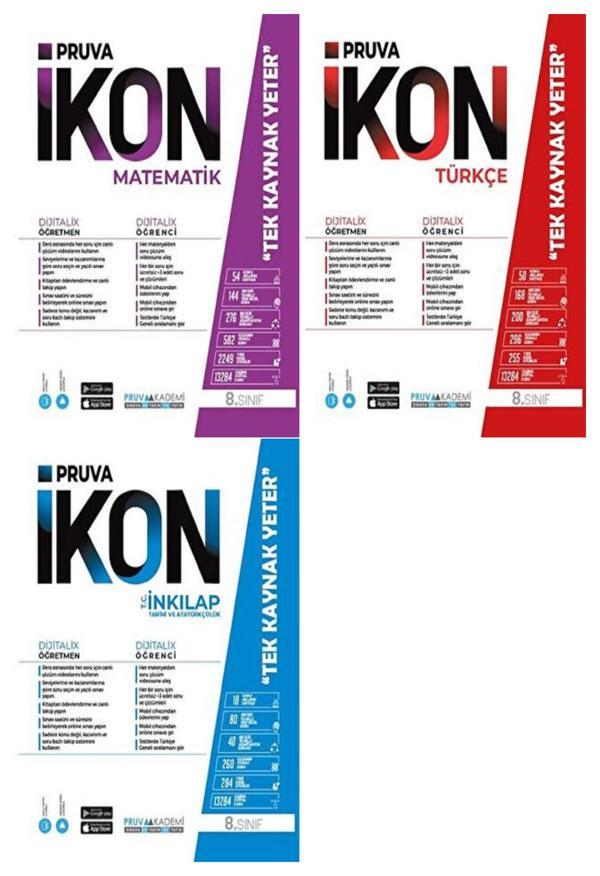 Pruva Akademi 8. Sınıf Matematik + Türkçe + İnkılap Tarihi Defter Seti 3 Kitap 2023 - Pruva Akademi - Image 1