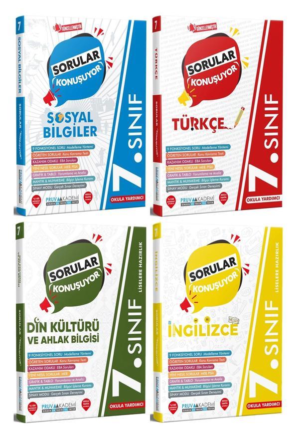 Pruva Akademi 7. Sınıf Sosyal + Türkçe + Din + İngilizce Soru Seti 4 Kitap 2023 - Pruva Akademi - Image 1