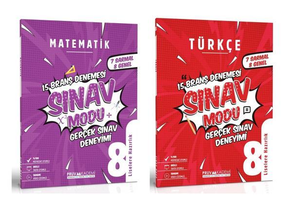Pruva Akademi 8. Sınıf Matematik + Türkçe Sınav Modu Deneme Seti 2 Kitap 2023 - Pruva Akademi - Image 1