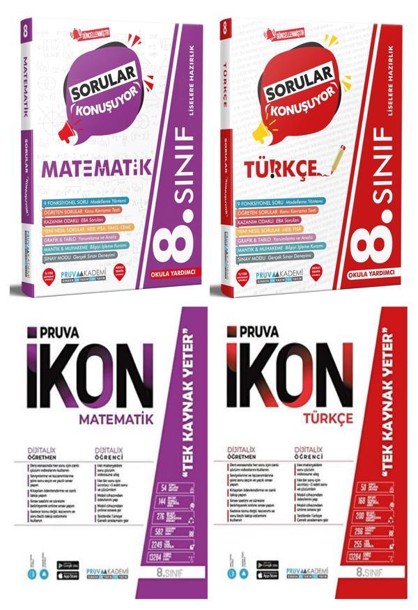 Pruva Akademi 8. Sınıf Matematik + Türkçe Soru + Defter Seti 4 Kitap 2023 - Pruva Akademi - Image 1