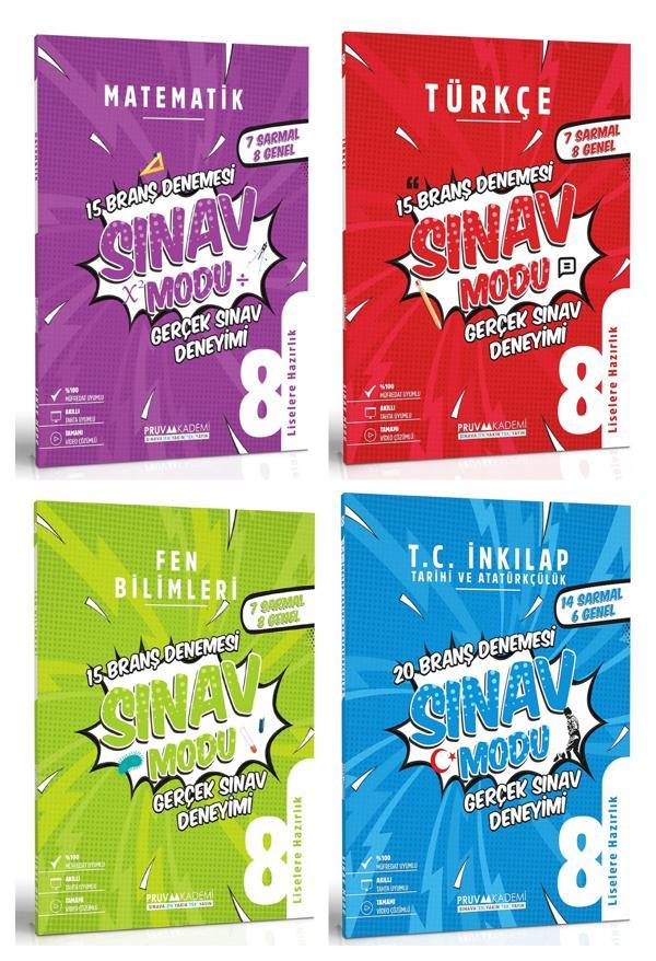 Pruva Akademi 8. Sınıf Matematik Türkçe Fen İnkılap Tarihi Deneme Seti 4 Kitap 2023 - Pruva Akademi - Image 1