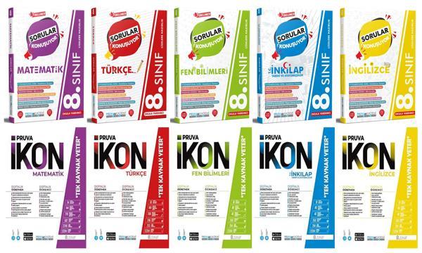 Pruva Akademi 8. Sınıf Matematik Türkçe Fen İnkılap Tarihi İngilizce Soru + Defter Seti 10 Kitap 2023 - Pruva Akademi - Image 1