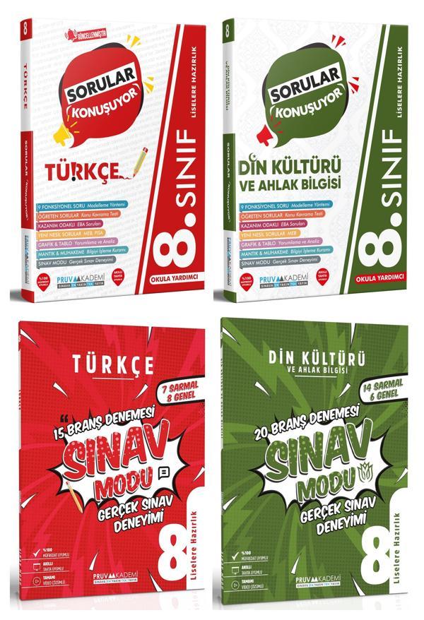 Pruva Akademi 8. Sınıf Türkçe + Din Kültürü Sorular Konuşuyor + Deneme Seti 4 Kitap 2023 - Pruva Akademi - Image 1