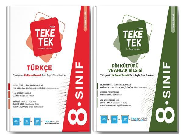Pruva Akademi 8. Sınıf Türkçe + Din Kültürü Teke Tek Soru Seti 2 Kitap 2023 - Pruva Akademi - Image 1