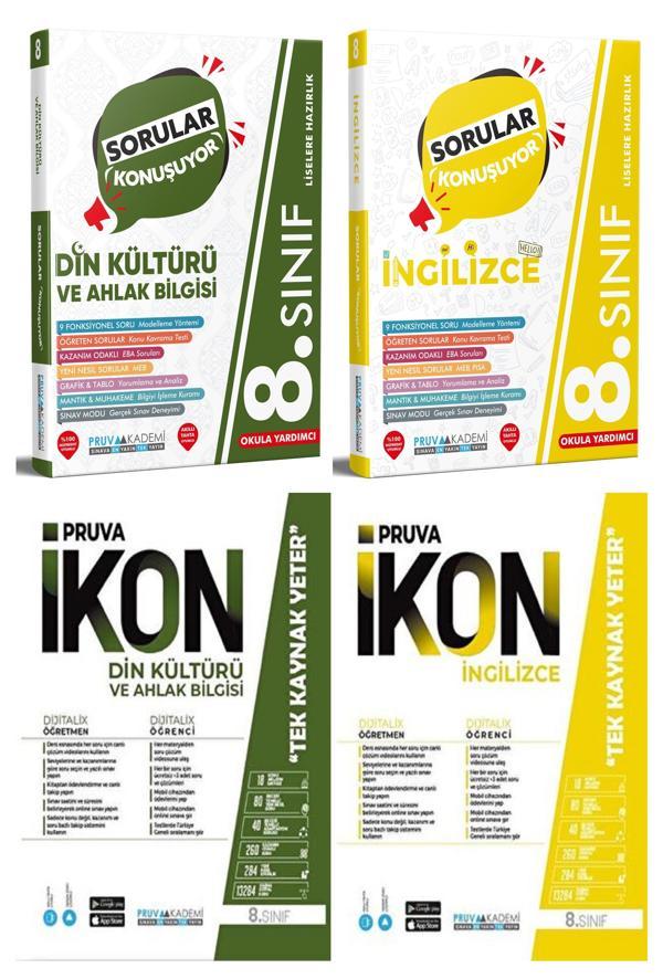 Pruva Akademi 8. Sınıf Din Kültürü + İngilizce Defter + Soru Seti 4 Kitap 2023 - Pruva Akademi - Image 1