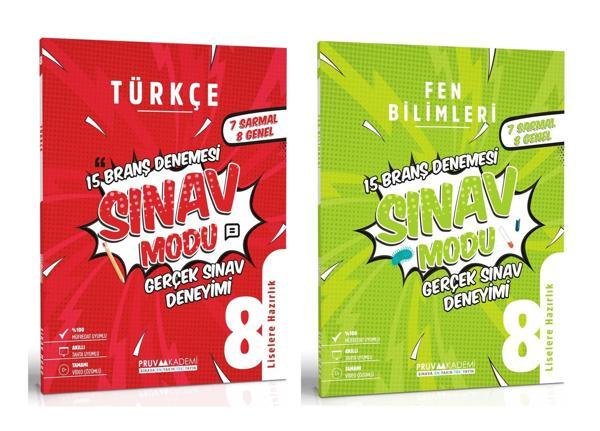 Pruva Akademi 8. Sınıf Türkçe + Fen Bilimleri Sınav Modu Deneme Seti 2 Kitap 2023 - Pruva Akademi - Image 1