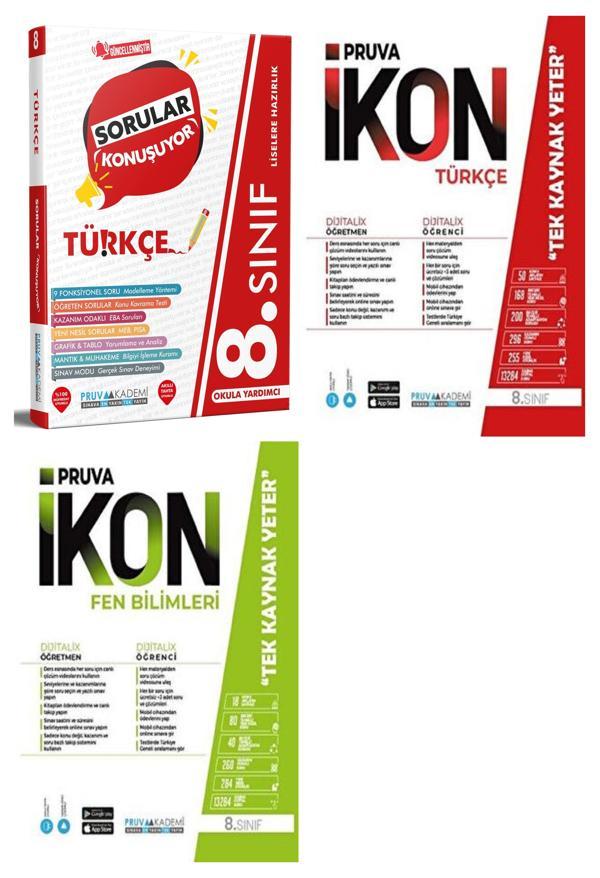 Pruva Akademi 8. Sınıf Türkçe + Fen Bilimleri Soru + Defter Seti 4 Kitap 2023 - Pruva Akademi - Image 1