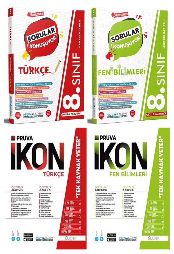 Pruva Akademi 8. Sınıf Türkçe + Fen Bilimleri Soru + Deneme Seti 4 Kitap 2023 - Pruva Akademi - Image 1