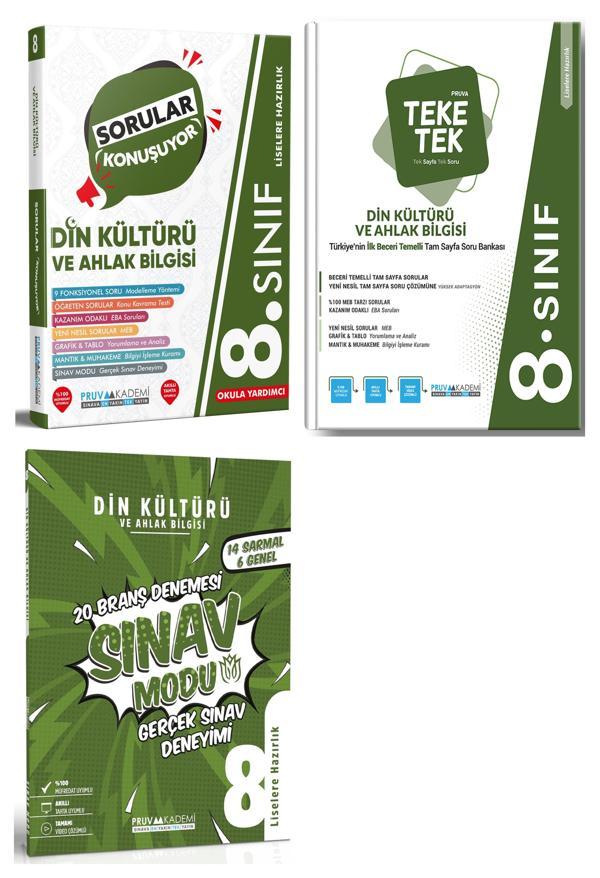 Pruva Akademi 8. Sınıf Din Kültürü Teke Tek + Sorular Konuşuyor + Deneme Seti 3 Kitap 2023 - Pruva Akademi - Image 1