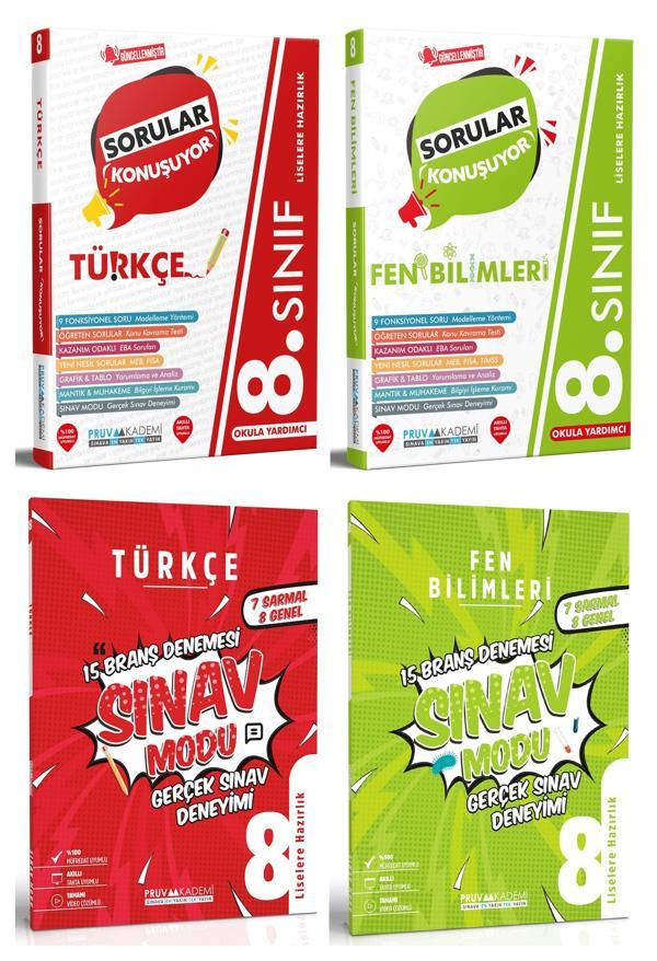 Pruva Akademi 8. Sınıf Türkçe + Fen Bilimleri Sorular Konuşuyor + Deneme Seti 4 Kitap 2023 - Pruva Akademi - Image 1