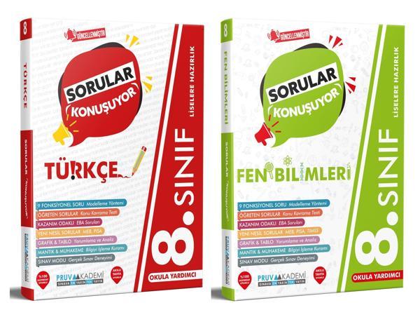 Pruva Akademi 8. Sınıf Türkçe + Fen Bilimleri Sorular Konuşuyor Seti 2 Kitap 2023 - Pruva Akademi - Image 1