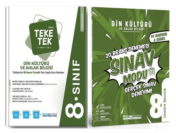 Pruva Akademi 8. Sınıf Din Kültürü Teke Tek Soru + Sınav Modu Deneme Seti 2 Kitap 2023 - Pruva Akademi - Image 1
