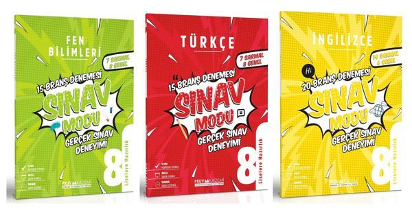 Pruva Akademi 8. Sınıf Fen Bilimleri + Türkçe + İngilizce Deneme Seti 3 Kitap 2023 - Pruva Akademi - Image 1