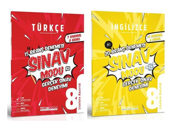 Pruva Akademi 8. Sınıf Türkçe + İngilizce Sınav Modu Deneme Seti 2 Kitap 2023 - Pruva Akademi - Image 1