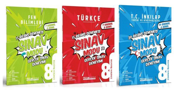 Pruva Akademi 8. Sınıf Fen Bilimleri + Türkçe + İnkılap Tarihi Deneme Seti 3 Kitap 2023 - Pruva Akademi - Image 1