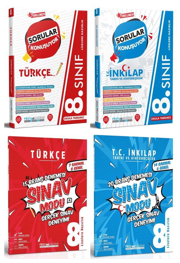 Pruva Akademi 8. Sınıf Türkçe + İnkılap Sorular Konuşuyor + Deneme Seti 4 Kitap 2023 - Pruva Akademi - Image 1
