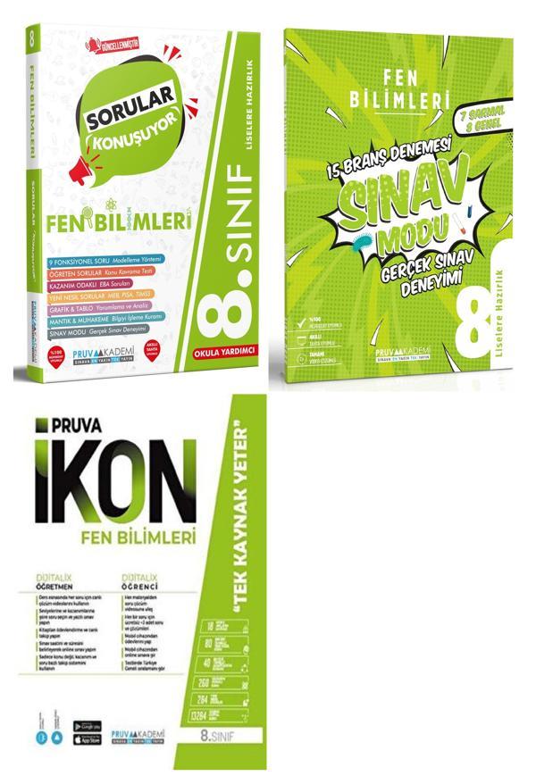 Pruva Akademi 8. Sınıf Fen Bilimleri Soru + Defter + Deneme Seti 3 Kitap 2023 - Pruva Akademi - Image 1