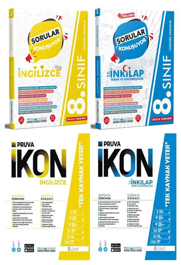 Pruva Akademi 8. Sınıf İngilizce + İnkılap Tarihi Soru + Defter Seti 4 Kitap 2023 - Pruva Akademi - Image 1