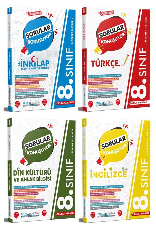 Pruva Akademi 8. Sınıf İnkılap + Türkçe + Din + İngilizce Soru Seti 4 Kitap 2023 - Pruva Akademi - Image 1