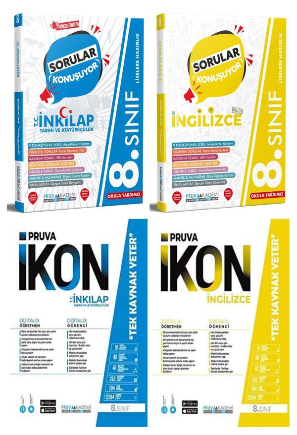 Pruva Akademi 8. Sınıf İnkılap Tarihi + İngilizce Defter + Soru Seti 4 Kitap 2023 - Pruva Akademi - Image 1