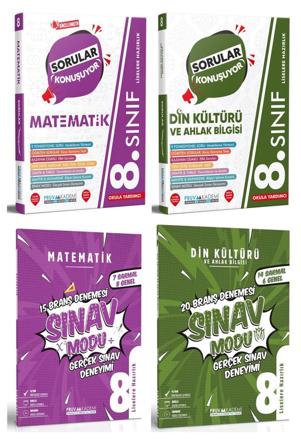 Pruva Akademi 8. Sınıf Matematik + Din Kültürü Sorular Konuşuyor + Deneme Seti 4 Kitap 2023 - Pruva Akademi - Image 1