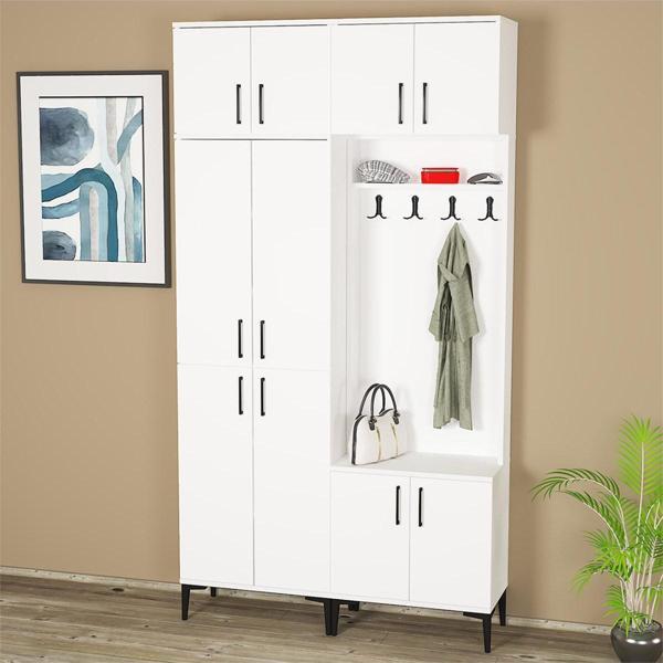 Kalender Dekor Rose - 1 - 4 - 5 - 5 Portmanto Vestiyer Ayakkabılık Beyaz - Image 1