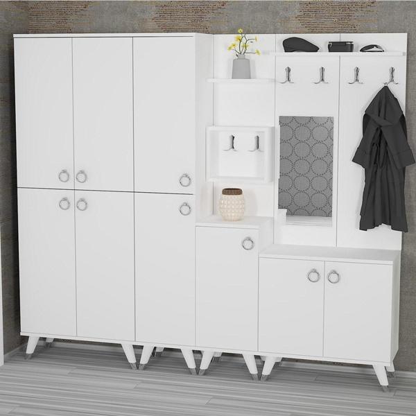 Kalender Dekor Sonia - 5 - 2 - 3 - 4 Sn01 Ayakkabılık Vestiyer Portmanto Beyaz - Image 1
