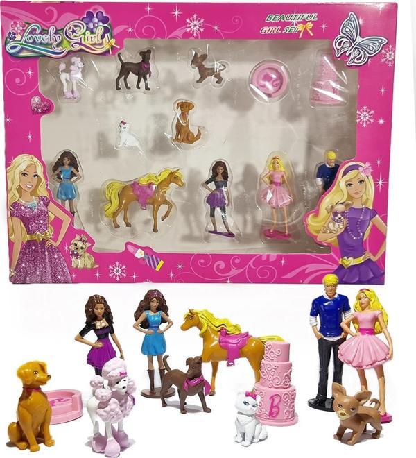 12 Parça Barbie Figür Seti - Barbie Karakter Seti Barbie Ken Figür Kız Figür Oyuncak Evcilik Oyuncak - Image 1