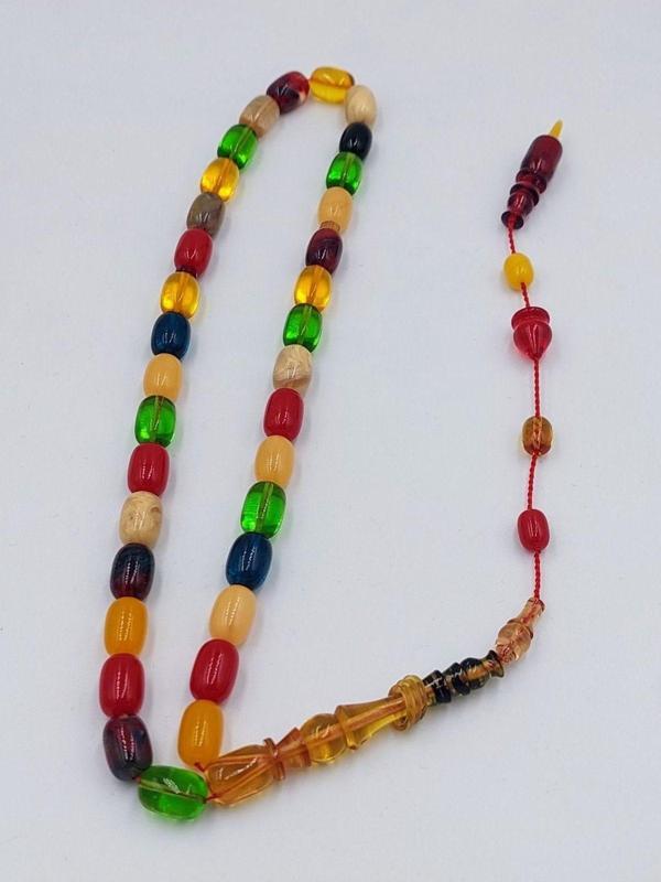 SİSTEMLİ HALKALI RENKLİ BOLİBON ATEŞ KEHRİBAR TESPİH - Image 1