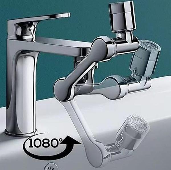 360-1080 Derece Dönebilen Filtreli Musluk Başlığı  Tüm Musluklara Uyumlu Oynar Başlı Krom Kaplama Musluk Başlığı  - Image 1