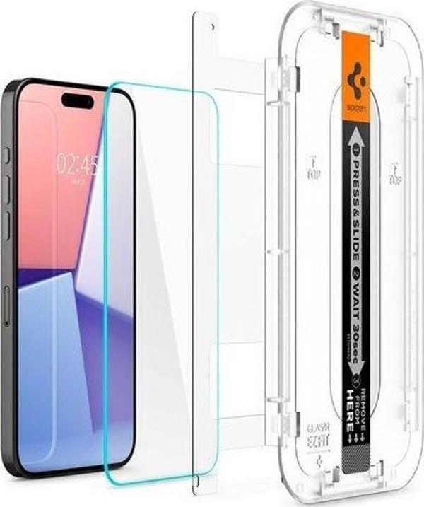 Spigen Apple iPhone 15 Pro Max Cam Ekran Koruyucu Kolay Kurulum Glas.tR EZ Fit Slim HD (2 Adet) - AG - Image 1