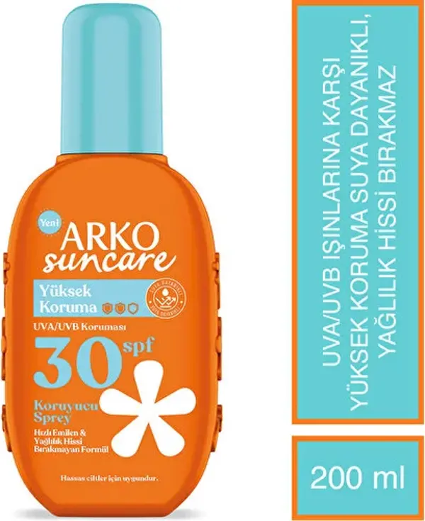 Arko Suncare Spf30+ Yüksek Korumalı Vücut Güneş Spreyi 200 Ml - Image 1