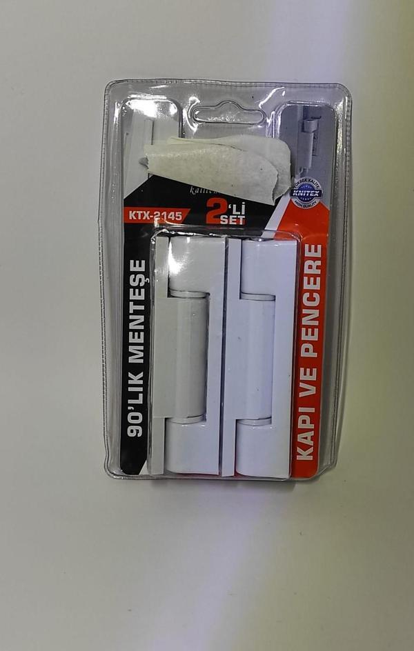 Nakres 90'lık Menteşe Beyaz  PVC Pimapen Kapı ve Pencere Menteşesi 2'lik Set  - Image 1
