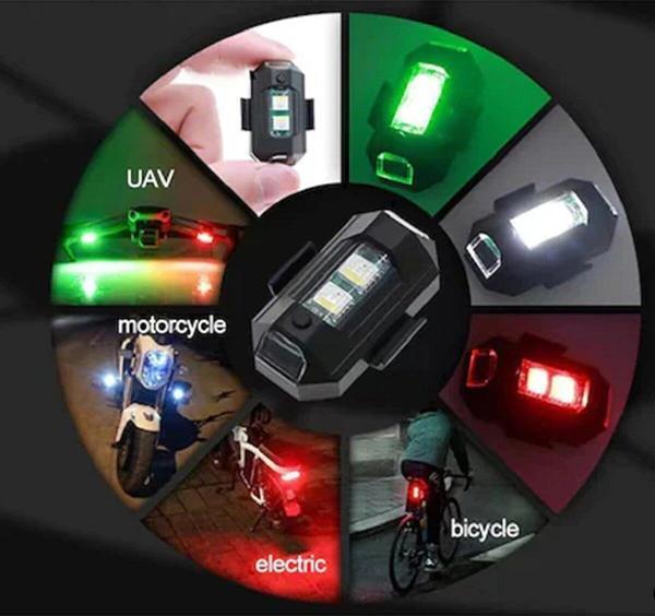 7 Renk Harekete Duyarlı Şarjlı Mini Sinyal Led Çakar Uçak Kanadı Çakarı Led MotosikleT Bisiklet Drone İHA  - Image 1