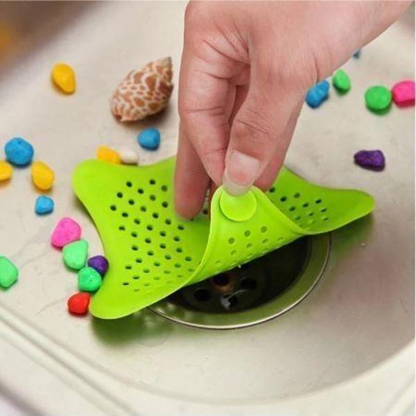 Beş Köşeli Yıldız Lavabo Süzgeci Küvet Süzgeçli Tıpa Vakumlu Tutucu Lavabo tıkanma önleyici Anti Tıkanma  - Image 1