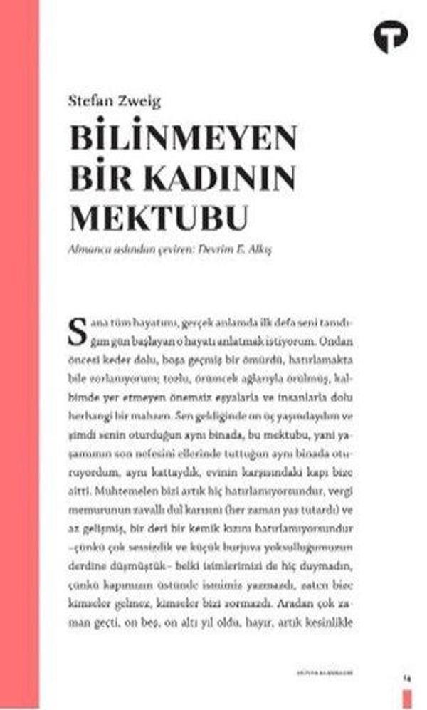 Bilinmeyen Bir Kadının Mektubu - Turkuvaz Kitap - Image 1