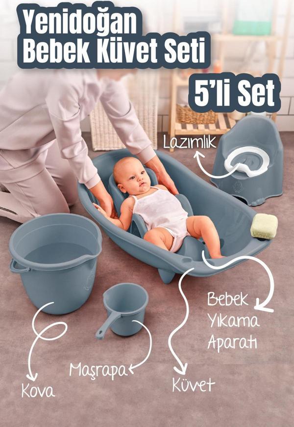 5li Set Yenidoğan Küvet Seti Mavi - Image 1