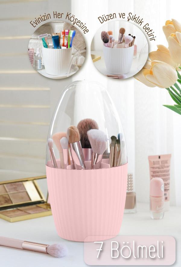 Fanus Kapaklı 7 Bölmeli Makyaj Organizeri Pembe - Image 1