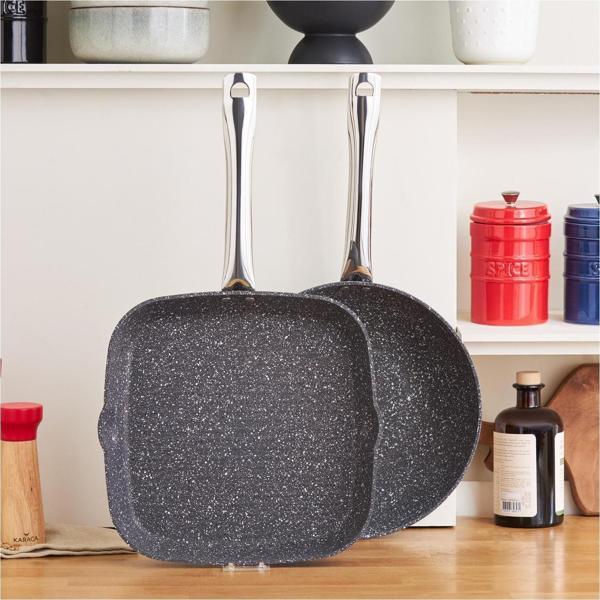 Karaca Biogranit Navy Stone Wok Grill Set 28 cm 2'li - Image 1