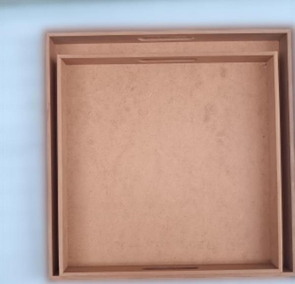 Hobi 90048 Dekoratif Tepsi Takım İkili Model HAM Ahşap MDF El Yapımı - Image 1
