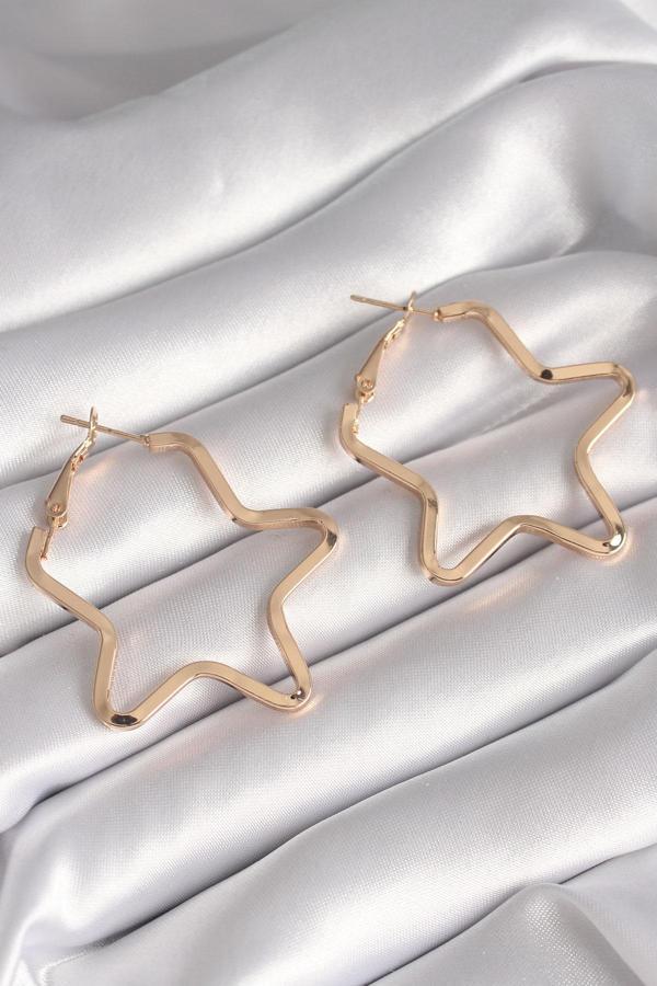 Pirinç Gold Renk Yıldız Model Kadın Küpe - BKP8708 - Image 1