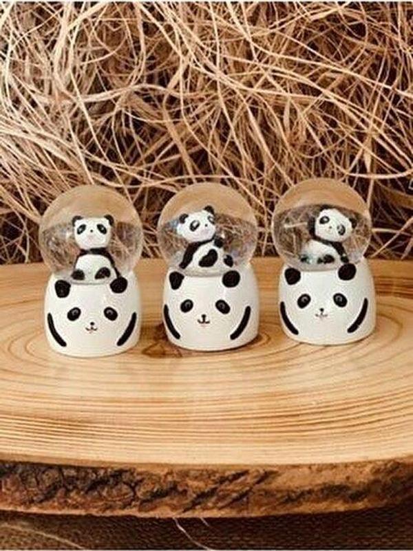 Himarry Mini Boy Panda Kar Küresi Işıklı 6.5 cm Dekoratif Hediyelik - Image 1