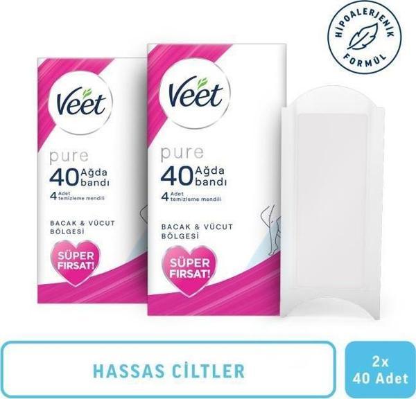 Veet Pure Ağda Bandı Hassas Ciltler İçin Bacak&Vücut Bölgesi Süper Fırsat 80’li - Image 1