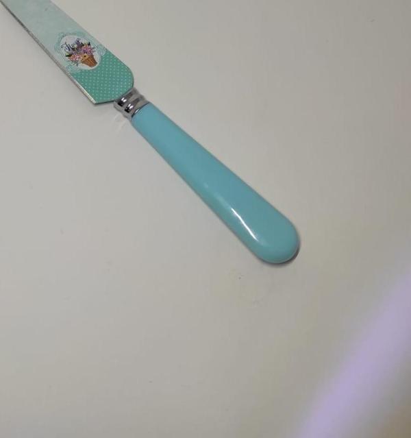  Mini Kek Pasta Spatulası Dekoratif Çiçek Baskılı Mini Pasta Spatulası 21 cm Small Spatula - Image 1