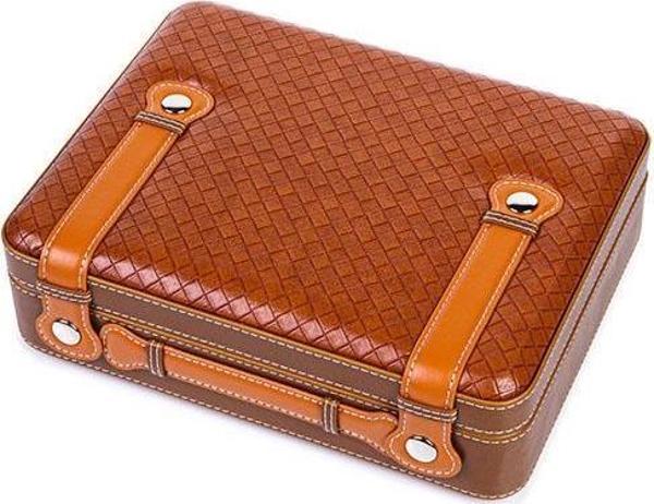 PQ Kahverengi Deri Seyahat Çantası Humidor - Image 1