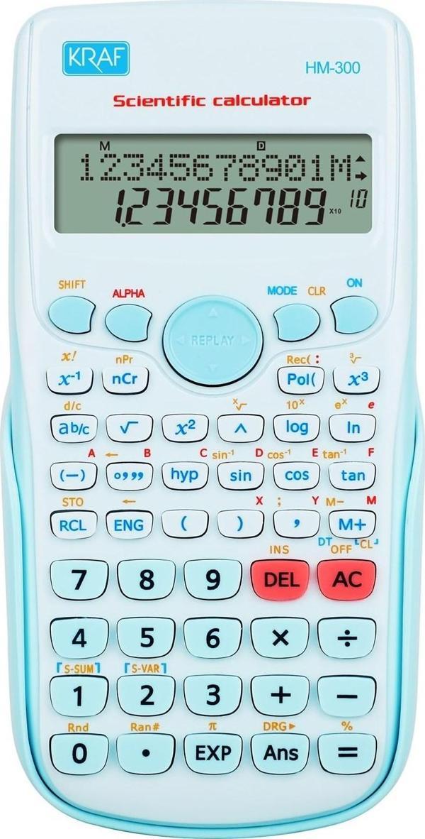 KRAF HESAP MAKİNESİ BİLİMSEL FONKSİYONLU HM-300 BL MAVİ - Image 1